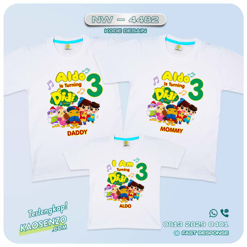 Baju Kaos Couple Keluarga Didi & Friends | Kaos Family Custom Didi & Friends| Kaos Ulang Tahun Anak | Kaos Motif Didi & Friends - NW 4482