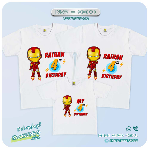 Baju Kaos Couple Keluarga | Kaos Family Custom | Kaos Iron Man - NW 3300