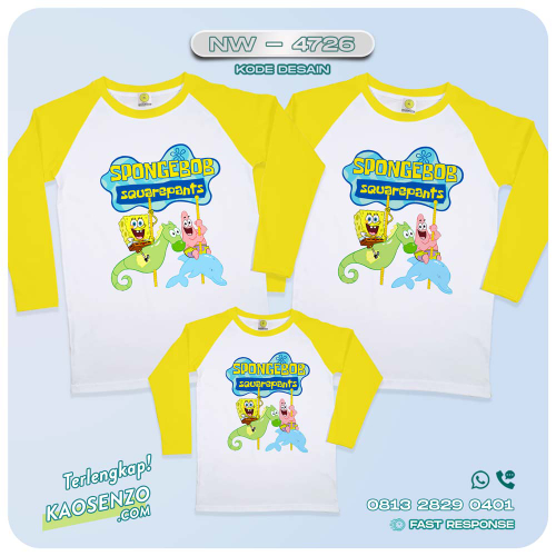 Baju Kaos Couple Keluarga Spongebob | Kaos Ultah Anak Spongebob| Kaos Spongebob - NW 4726