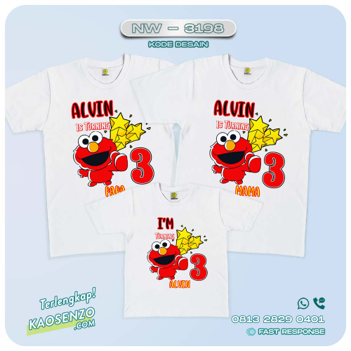 Baju Kaos Couple Keluarga | Kaos Ulang Tahun Anak | Kaos Elmo - NW 3198