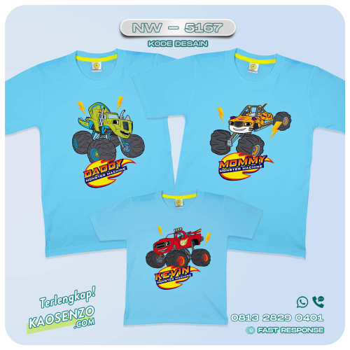 Baju Kaos Couple Keluarga Blaze and The Monster Machine | Kaos Ulang Tahun Anak Monster Truck | Kaos Blaze - NW 5167