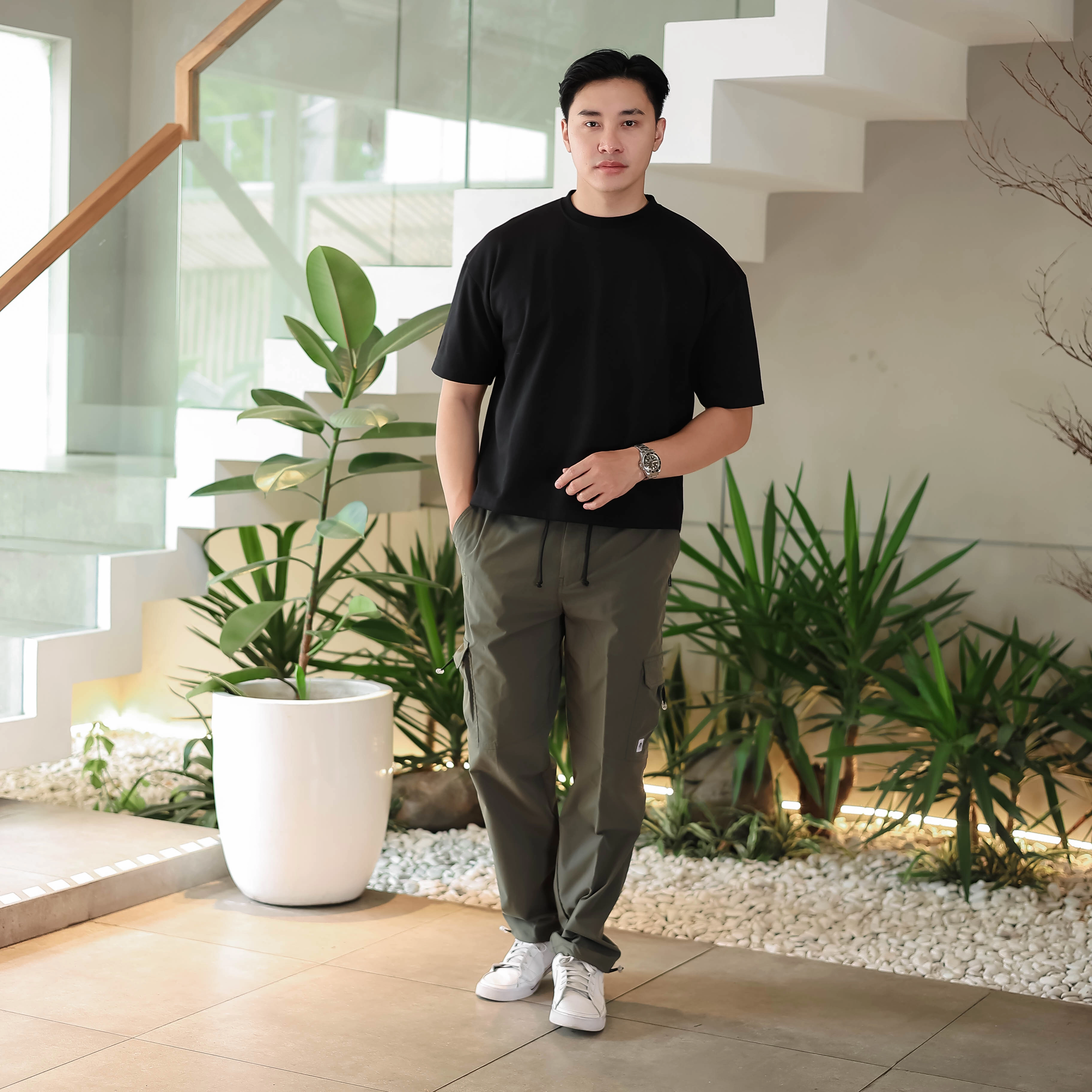 Troveast Celana Panjang Trackpants Daily Cargo Ripstop Stretch Army Slim Fit