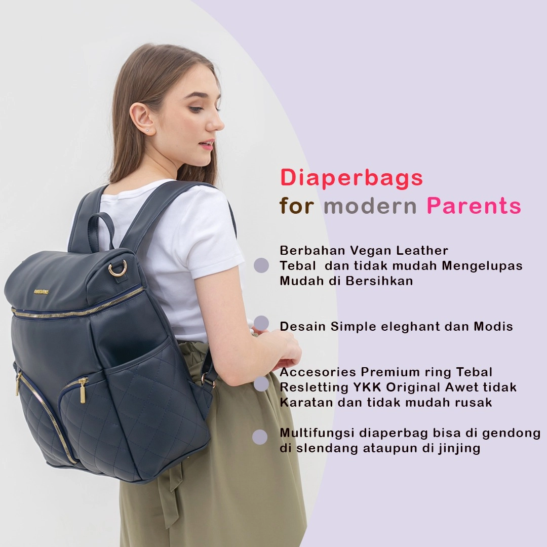 tas perlengkapan bayi  diaper bag buccubag pop Navy Blue Black 