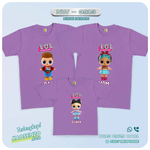 Baju Kaos Couple Keluarga LOL Doll | Kaos Family Custom | Kaos LOL Doll - NW 3913