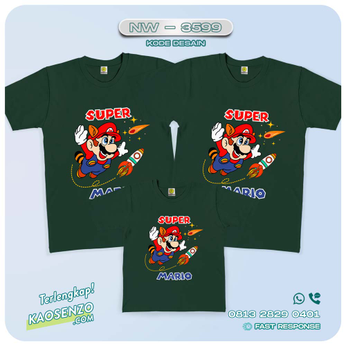 Baju Kaos Couple Keluarga | Kaos Family Custom Super Mario - NW 3599