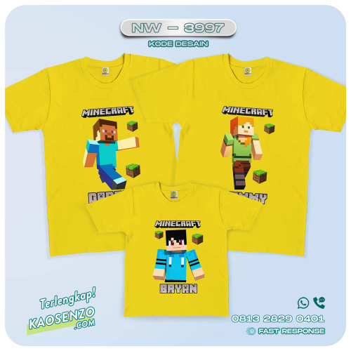 Baju Kaos Couple Keluarga Minecraft | Kaos Ulang Tahun Anak | Kaos Minecraft - NW 3997