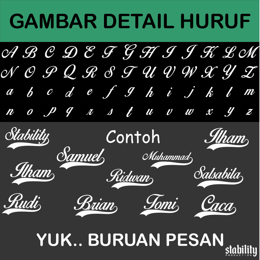 Custom Kaos Nama Font Latin Keren Stability Production