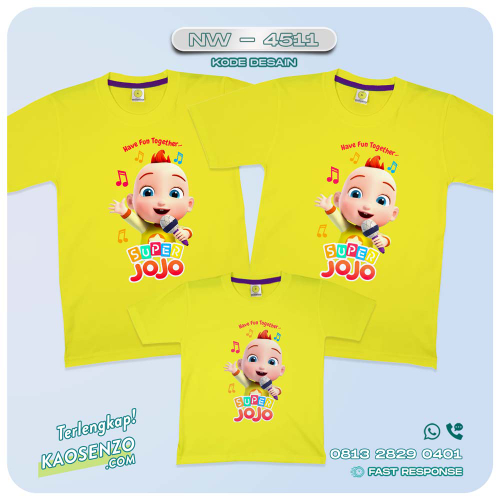 Baju Kaos Couple Keluarga Super Jojo | Kaos Family Custom| Kaos Motif Super Jojo NW - 4511