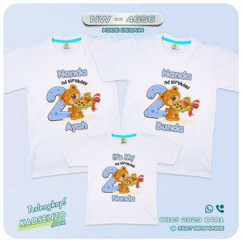 Baju Kaos Couple Keluarga Cute Bear | Kaos Family Cute Bear | Kaos Cute Bear - NW 4656