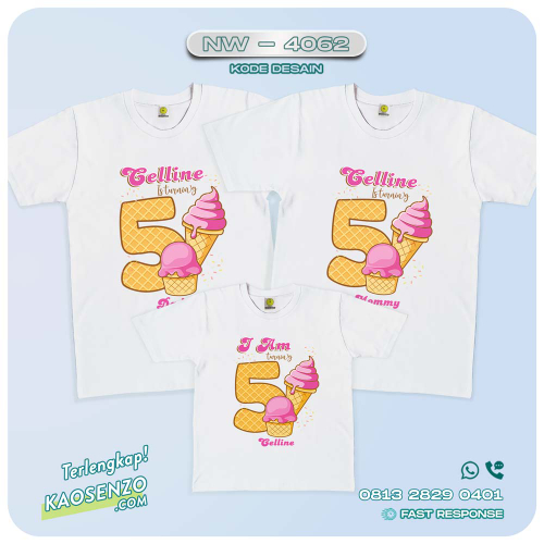 Baju Kaos Couple Keluarga Ice Cream | Kaos Family Custom | Kaos Ice Cream - NW 4062