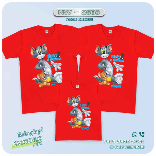 Baju Kaos Couple Keluarga Tom & Jerry | Kaos Family Custom | Kaos Tom & Jerry - NW 2589