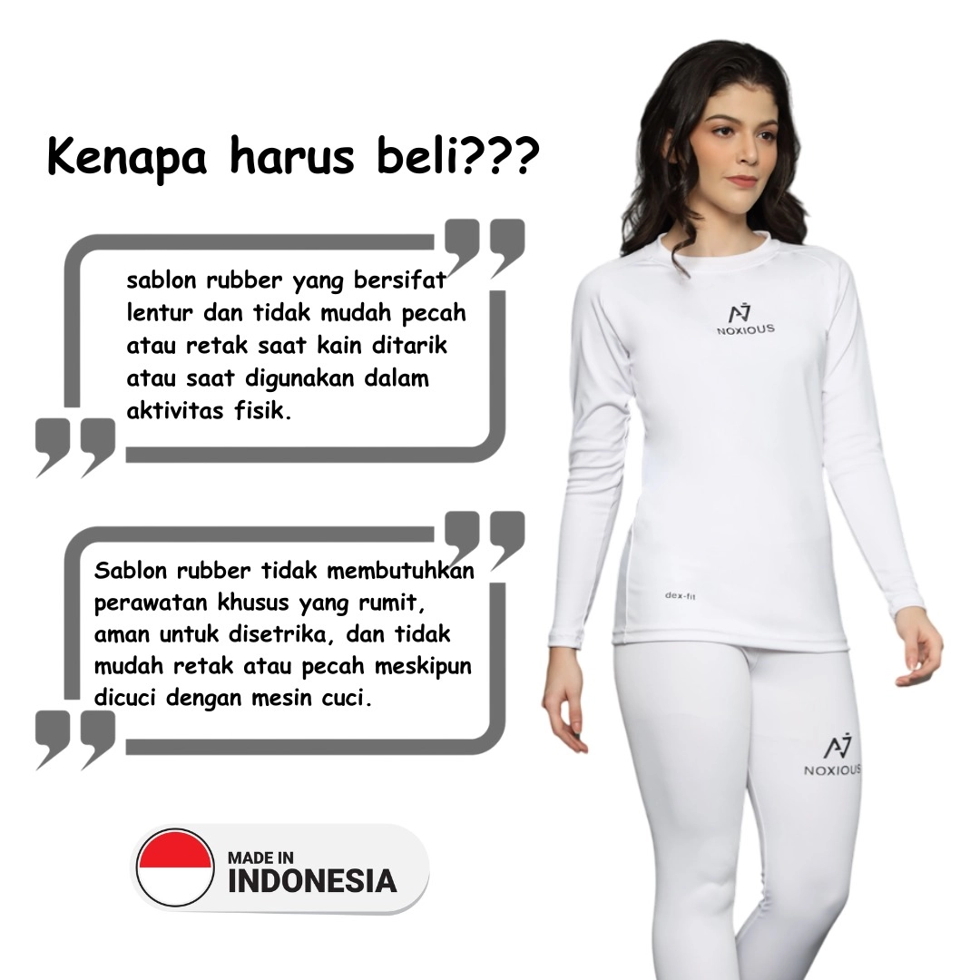 Noxious Setelan Baselayer Manset Legging Wanita Putih
