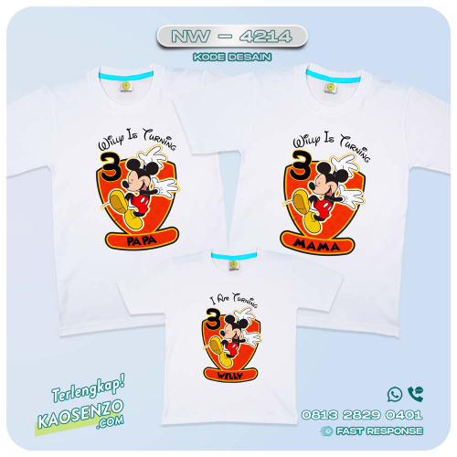 Baju Kaos Couple Keluarga Mickey Mouse | Kaos Family Custom | Kaos Mickey Mouse - NW 4214