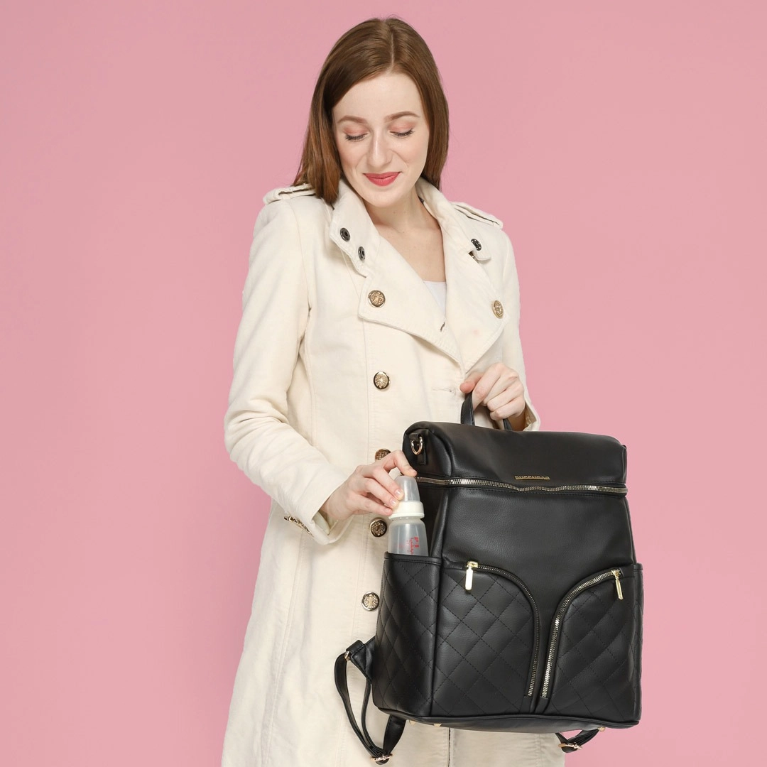 tas perlengkapan bayi besar diaper bag buccubag pop black