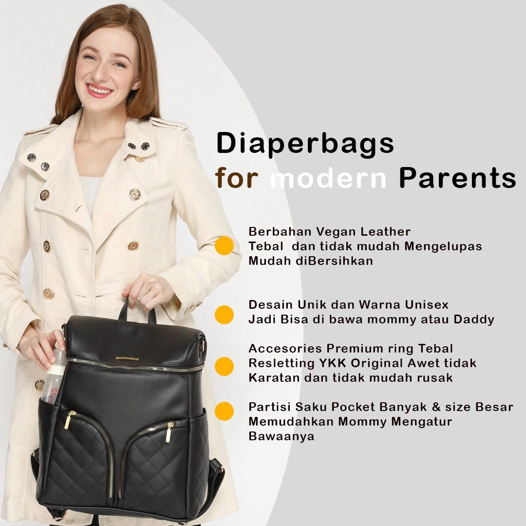 tas perlengkapan bayi besar diaper bag buccubag pop black