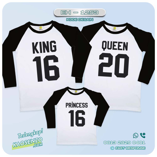 Baju Kaos Couple Keluarga King Queen | Kaos Couple Family Custom | Kaos motif King Queen - EH-1253