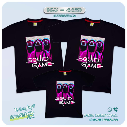 Baju Kaos Couple Keluarga Squid Game | Kaos Family Custom | Kaos Squid Game - NW 4469