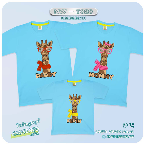 Baju Kaos Couple Keluarga Animal - Jerapah | Kaos Animal - Giraffe - NW 5023 