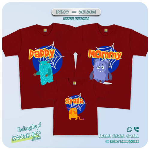 Baju Kaos Couple Keluarga Monster Cute | Kaos Ultah Anak | Kaos Monster Cute - NW 3133