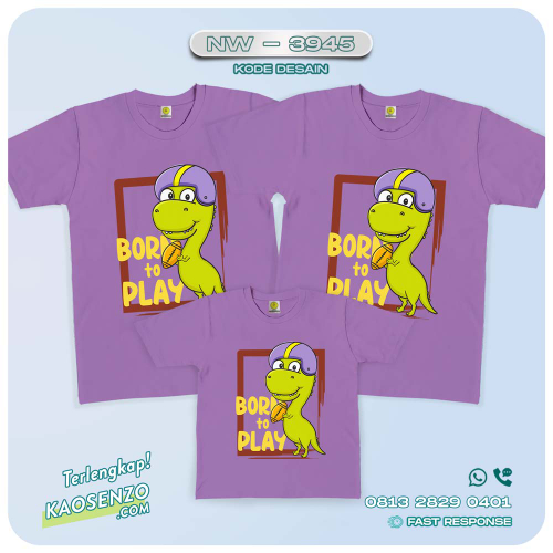 Baju Kaos Couple Keluarga Dinosaurus | Kaos Ultah Anak | Kaos Dinosaurus - NW 3945