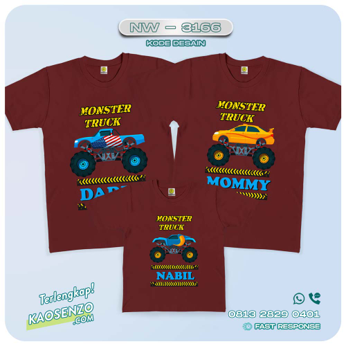 Kaos Couple Keluarga | Kaos Ulang Tahun Anak | Kaos Monster Truck - NW 3166