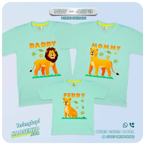 Baju Kaos Couple Keluarga Animal - Singa | Kaos Animal - Lion - NW 4873