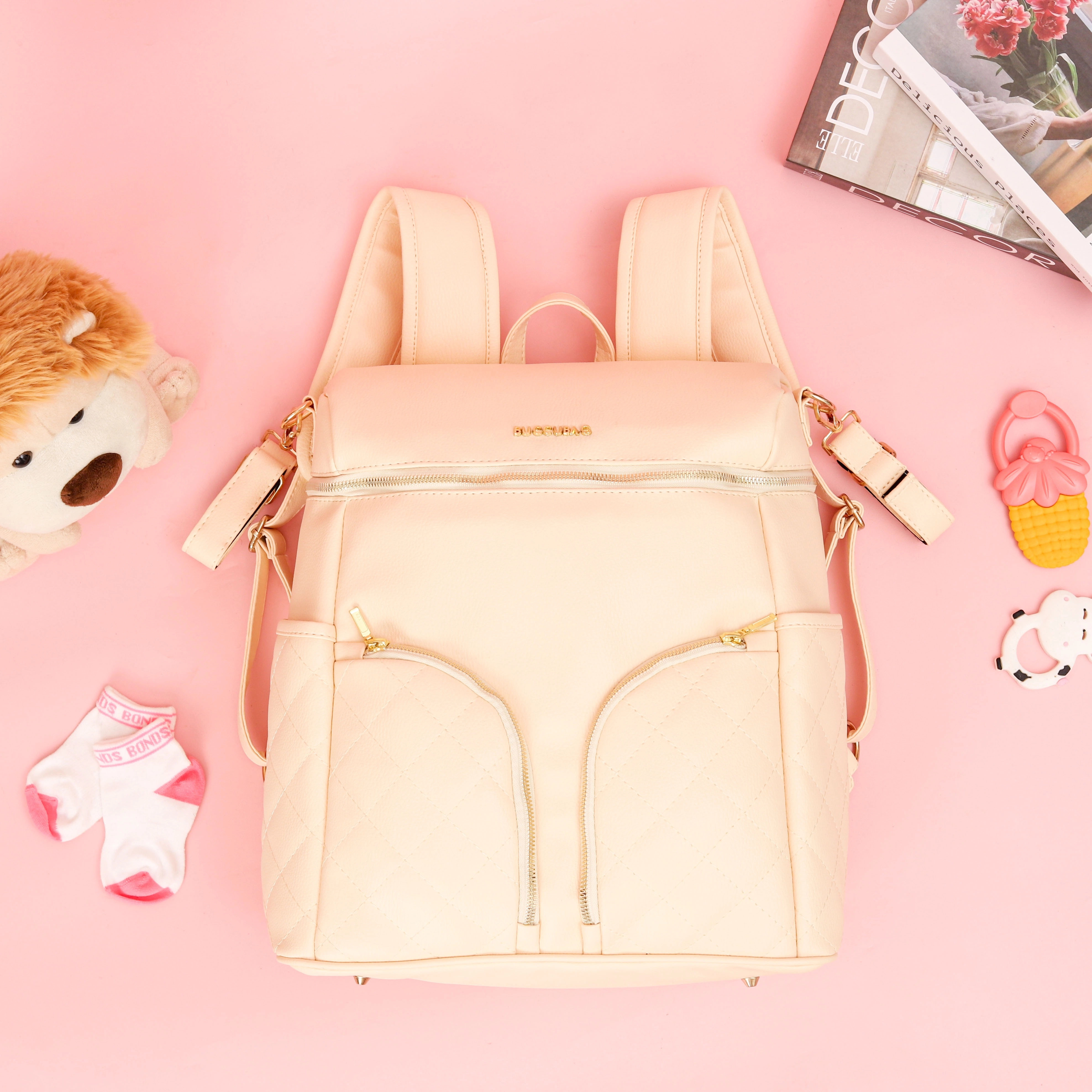 tas perlengkapan bayi besar diaper bag buccubag pop White