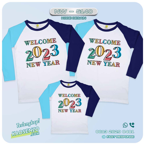 Baju Kaos Couple Keluarga Tahun Baru | Kaos Family Custom New Year 2023 | Kaos Motif Tahun Baru 2023 - NW 5140