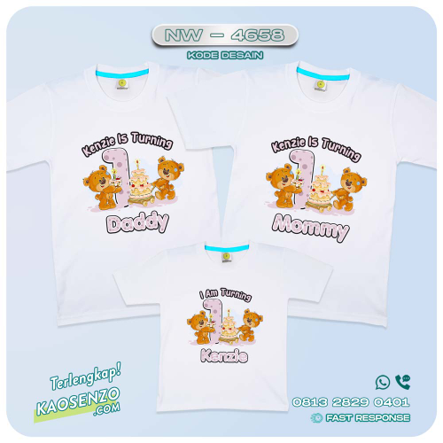 Baju Kaos Couple Keluarga Cute Bear | Kaos Family Cute Bear | Kaos Cute Bear - NW 4658