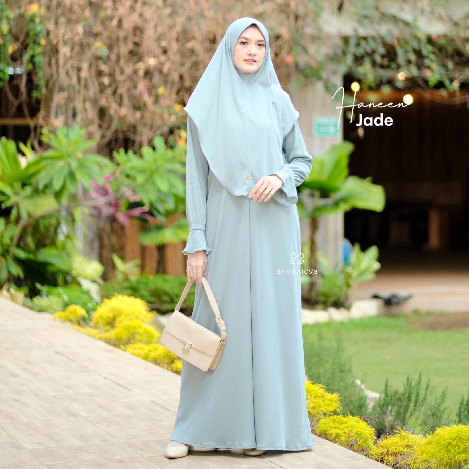 Sheika Hijab - Abaya Knit Haneen (Dress Wanita Abaya untuk Umroh Haji Gamis Muslimah Busui)