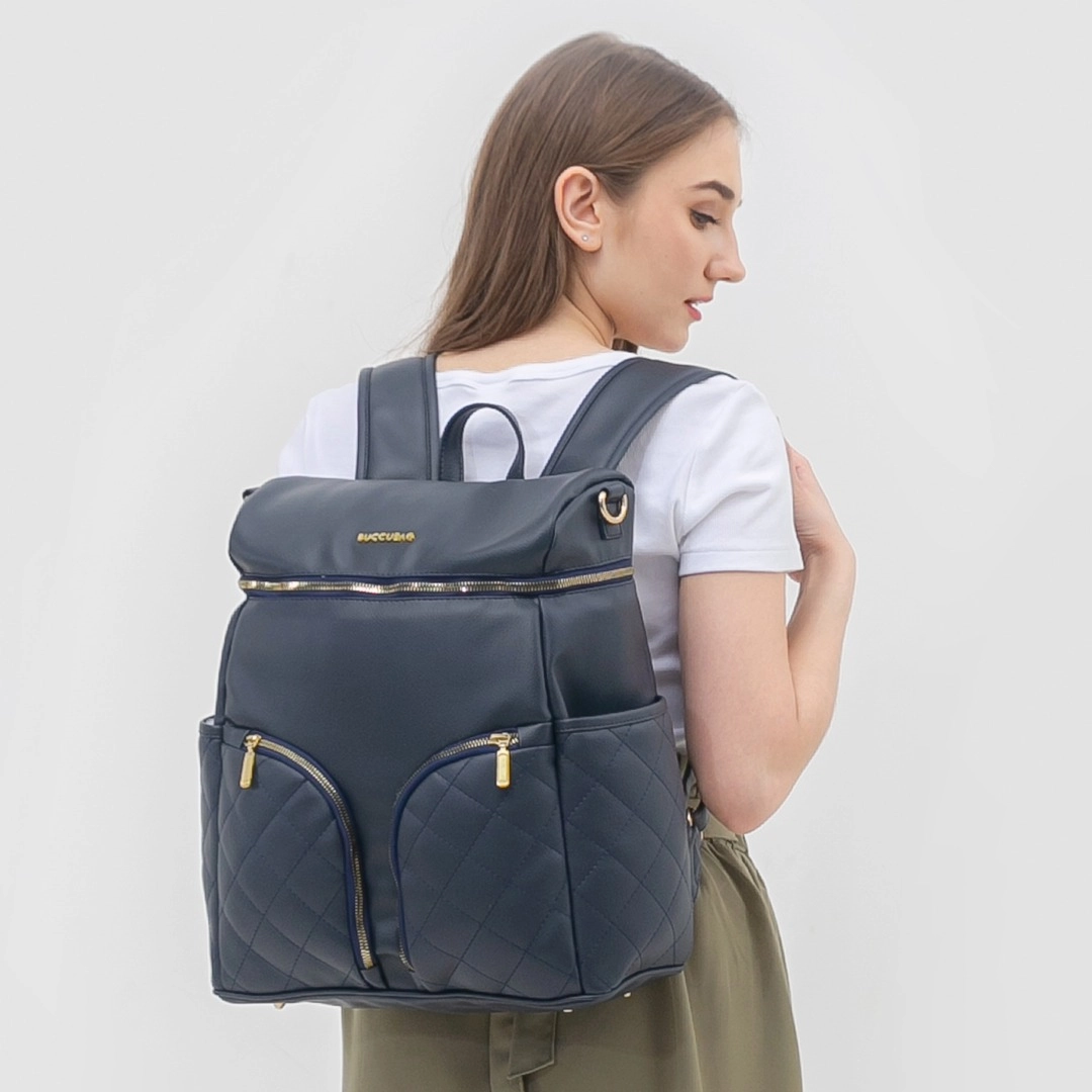 tas perlengkapan bayi  diaper bag buccubag pop Navy Blue Black 
