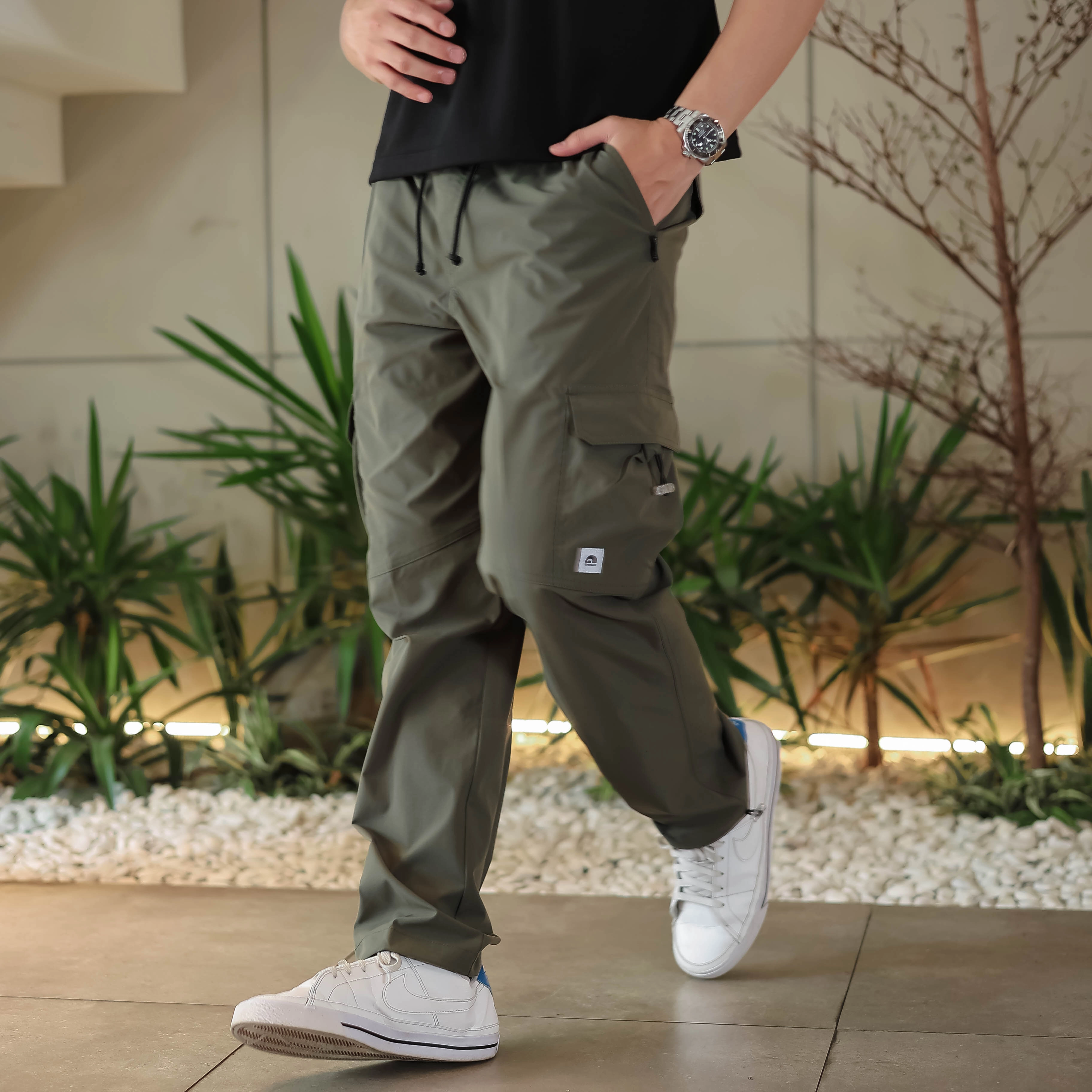 Troveast Celana Panjang Trackpants Daily Cargo Ripstop Stretch Army Slim Fit