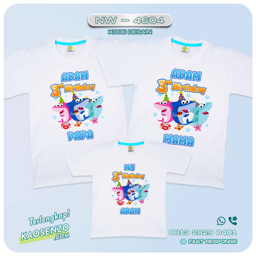 Baju Kaos Couple Keluarga Baby Shark | Kaos Family Custom | Kaos Baby Shark - NW 4604