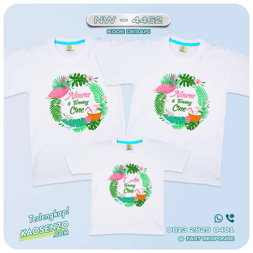 Baju Kaos Couple Keluarga Flamingo | Kaos Family Custom | Kaos Ulang Tahun Anak | Kaos Motif Flamingo - NW 4462