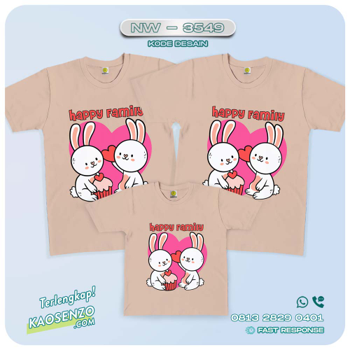 Baju Kaos Couple Keluarga Bunny| Kaos Family Custom | Kaos Bunny - NW 3549