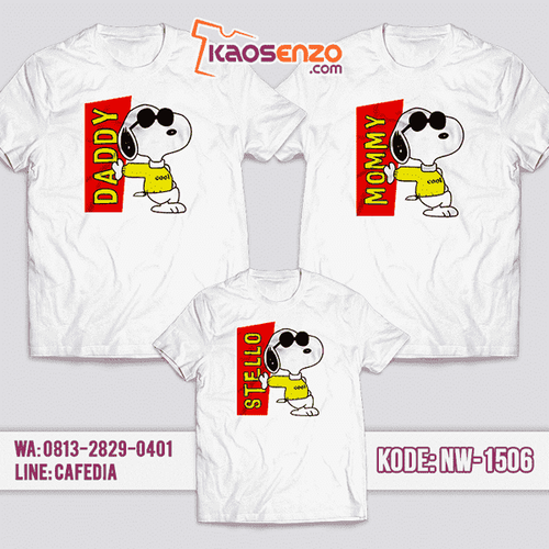 Baju Kaos Couple Keluarga Snoopy | Kaos Family Custom | Kaos Snoopy- NW 1506