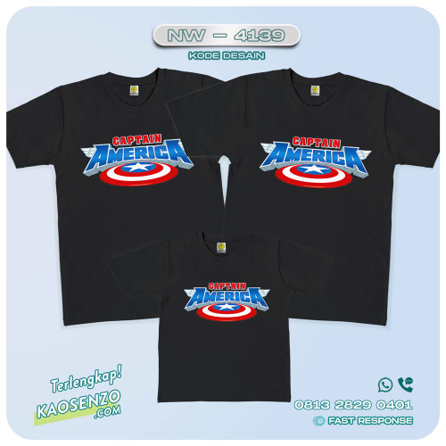 Baju Kaos Couple Keluarga Captain America | Kaos Family Custom | Kaos Captain America - NW 4139