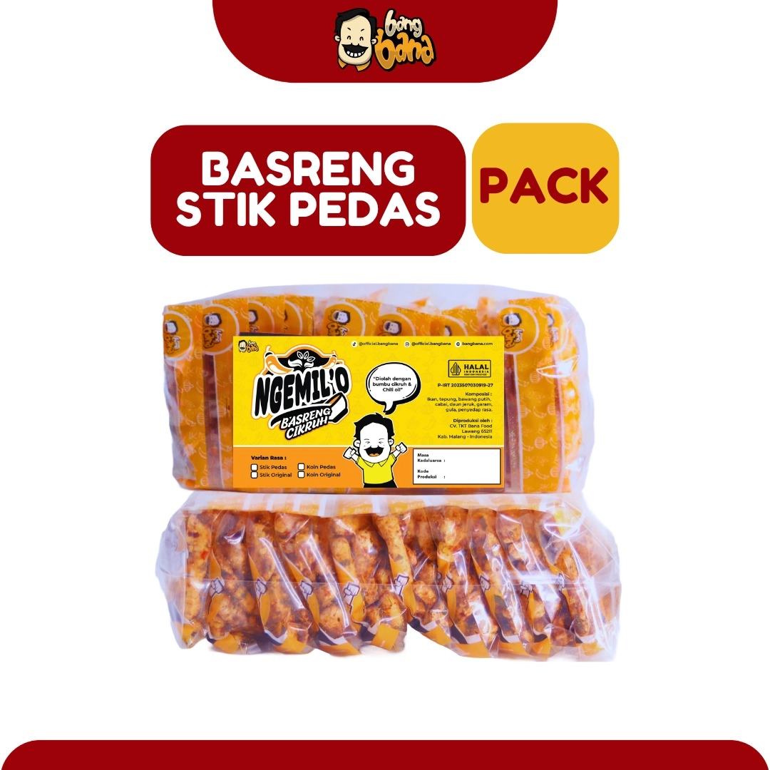 Ngemil'O Basreng Stik Pedas 1 Pack isi 10 pcs