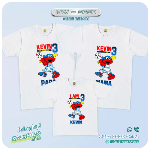 Baju Kaos Couple Keluarga | Kaos Ulang Tahun Anak | Kaos Elmo - NW 3650