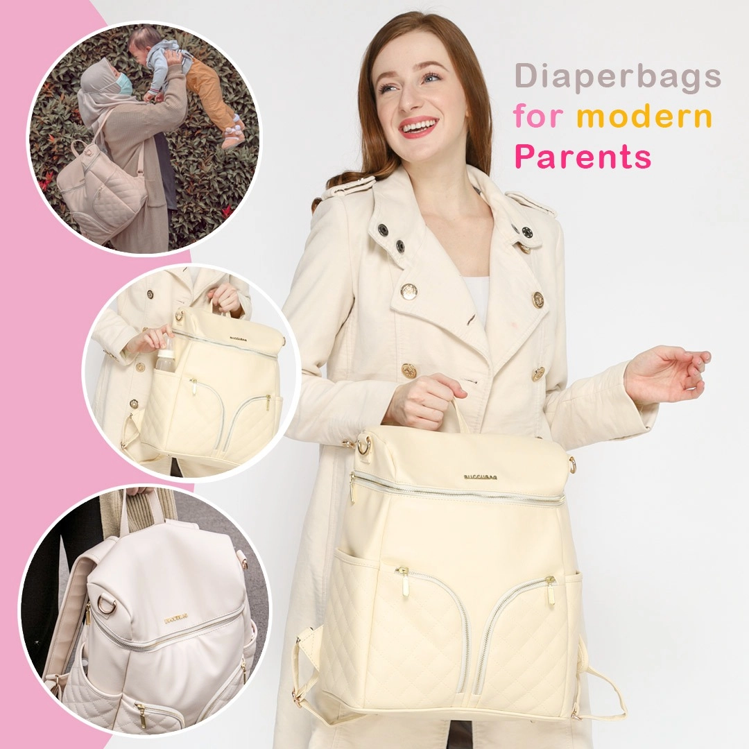 tas perlengkapan bayi besar diaper bag buccubag pop White