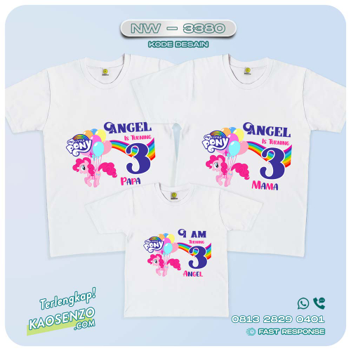 Baju Kaos Couple Keluarga Little Pony | Kaos Ulang Tahun Anak | Kaos Little Pony - NW 3380