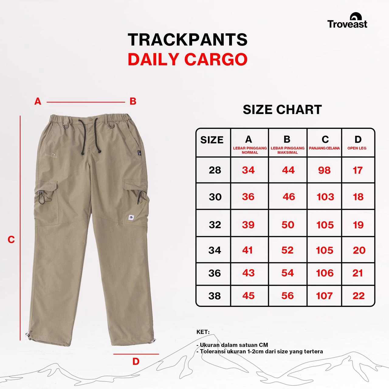 Troveast Celana Panjang Trackpants Daily Cargo Ripstop Stretch Army Slim Fit