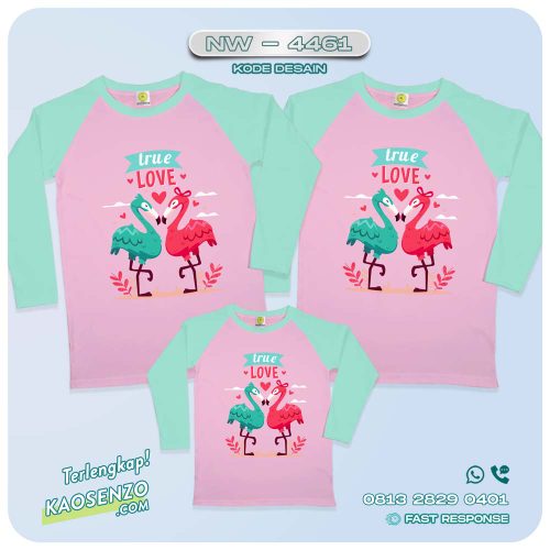 Baju Kaos Couple Keluarga Flamingo | Kaos Family Custom | Kaos Motif Flamingo NW - 4461