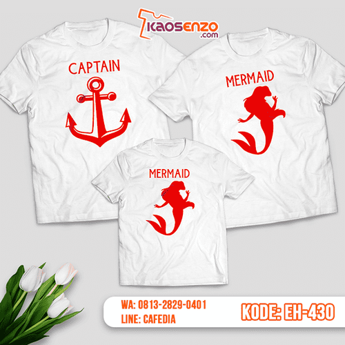 Baju Kaos Couple Keluarga | Kaos Family Custom Mermaid - EH 430
