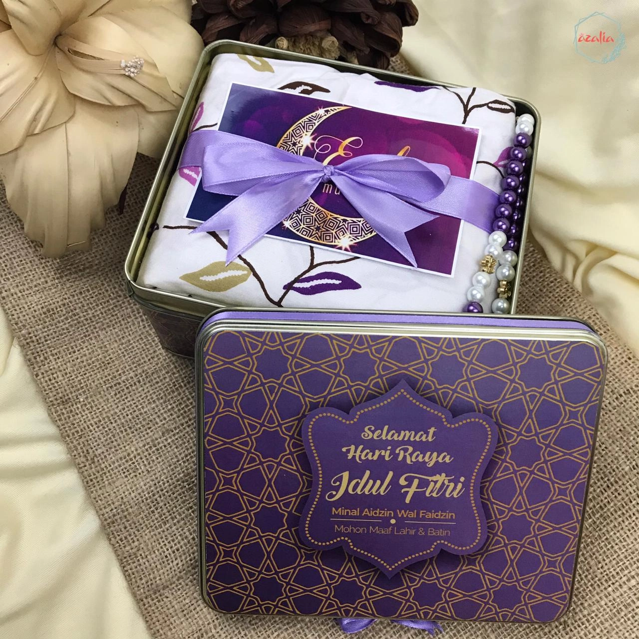 Hampers Gift Box Tin Idul Fitri Isi Mukena Dewasa Tasbih Hampers Lebaran Kado Ultah Pernikahan