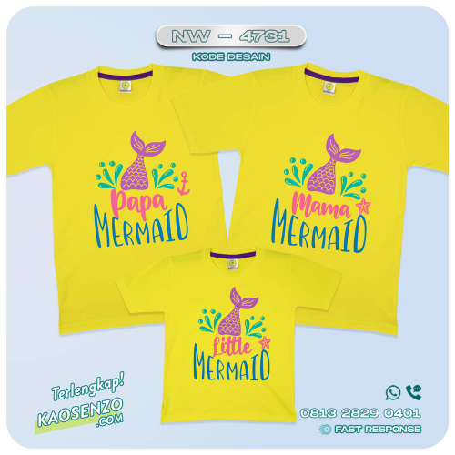 Baju Kaos Couple Keluarga Mermaid | Kaos Family Custom Mermaid | Kaos Mermaid - NW 4731