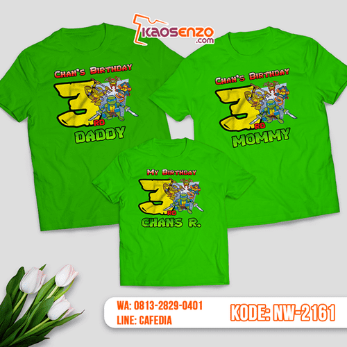 Kaos Couple Keluarga Ninja Turtles | Kaos Ulang Tahun Anak | Kaos Ninja Turtles - NW 2161