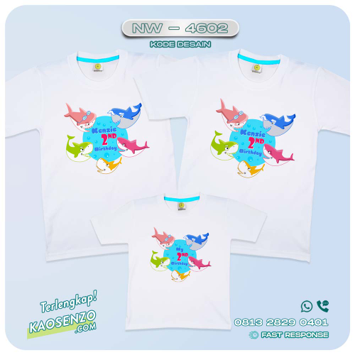 Baju Kaos Couple Keluarga Baby Shark | Kaos Family Custom | Kaos Baby Shark - NW 4602
