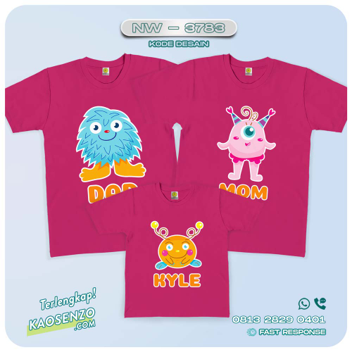 Baju Kaos Couple Keluarga Monster Cute | Kaos Ultah Anak | Kaos Monster Cute - NW 3783
