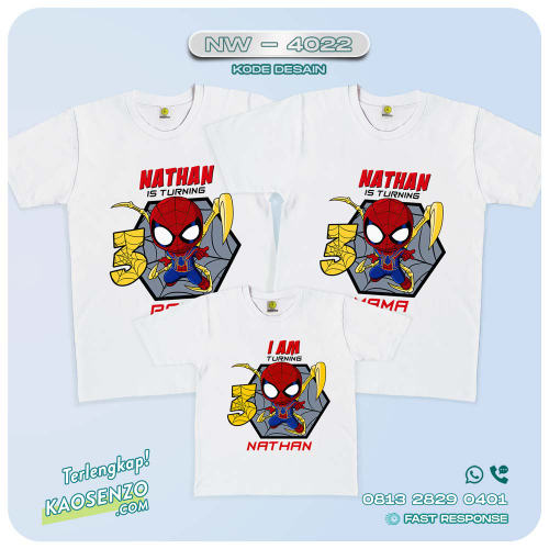 Baju Kaos Couple Keluarga Spiderman | Kaos Ulang Tahun Anak | Kaos Spiderman - NW 4022